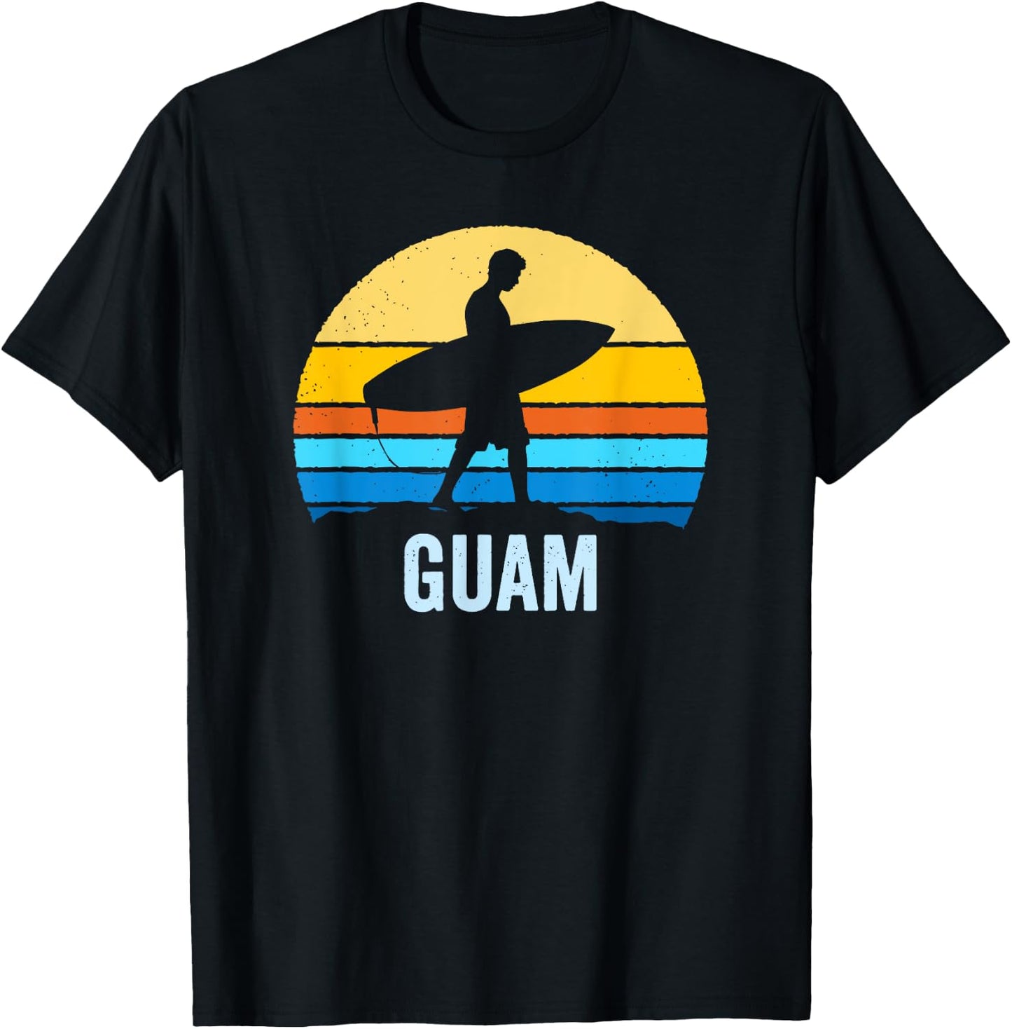 Vintage Sunset Shirt Guam Surf Beach Bum Men Women Kids T-Shirt - T-Shirt | Black