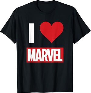 Marvel I HEART MARVEL Ultimate Fan Love Brick Logo T-Shirt - T-Shirt | Black