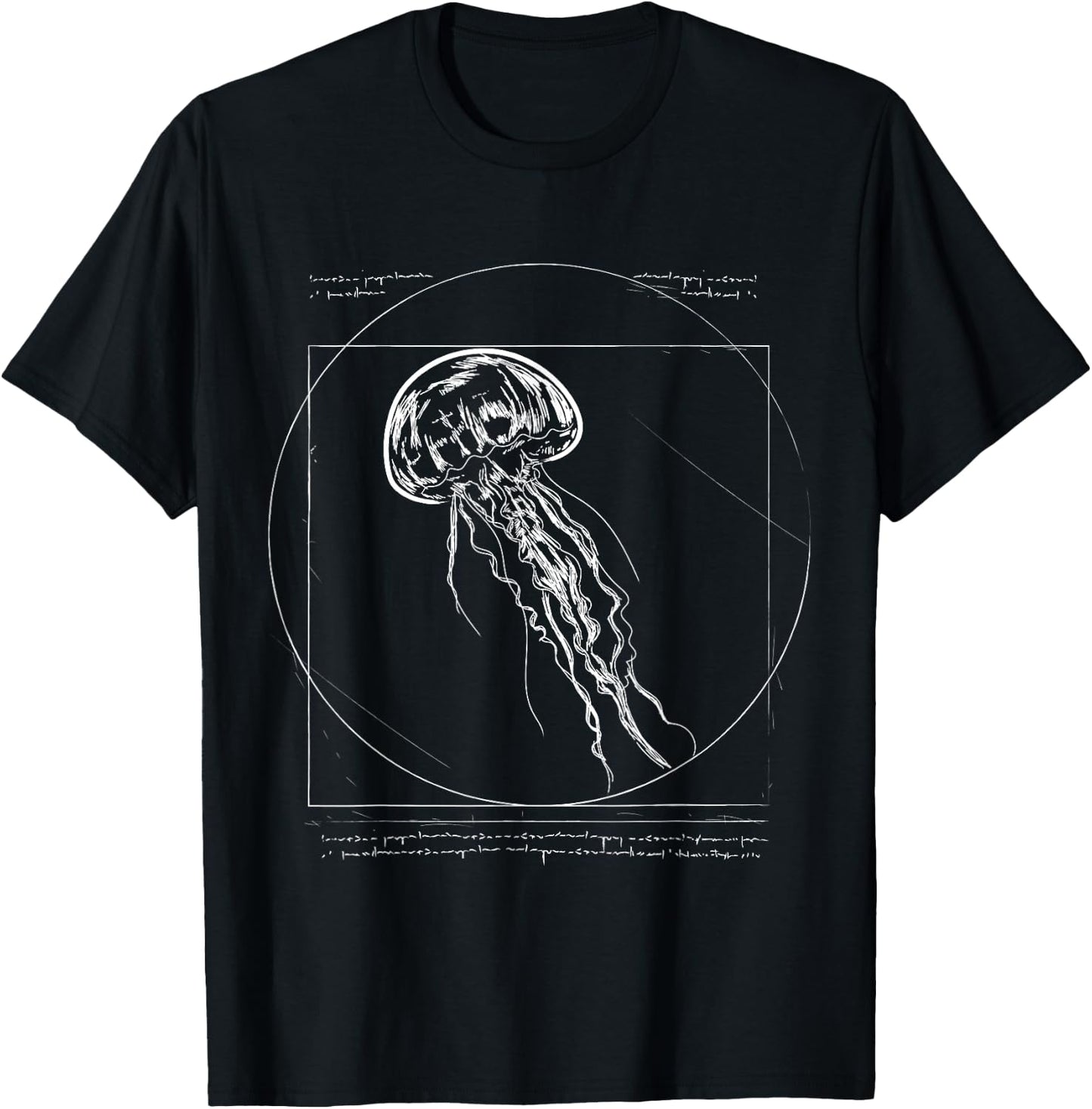 Beach Jellyfishes Art Drawing Dress Gift Vitruvian Jellyfish Women Girls Kids T-Shirt - T-Shirt | Black
