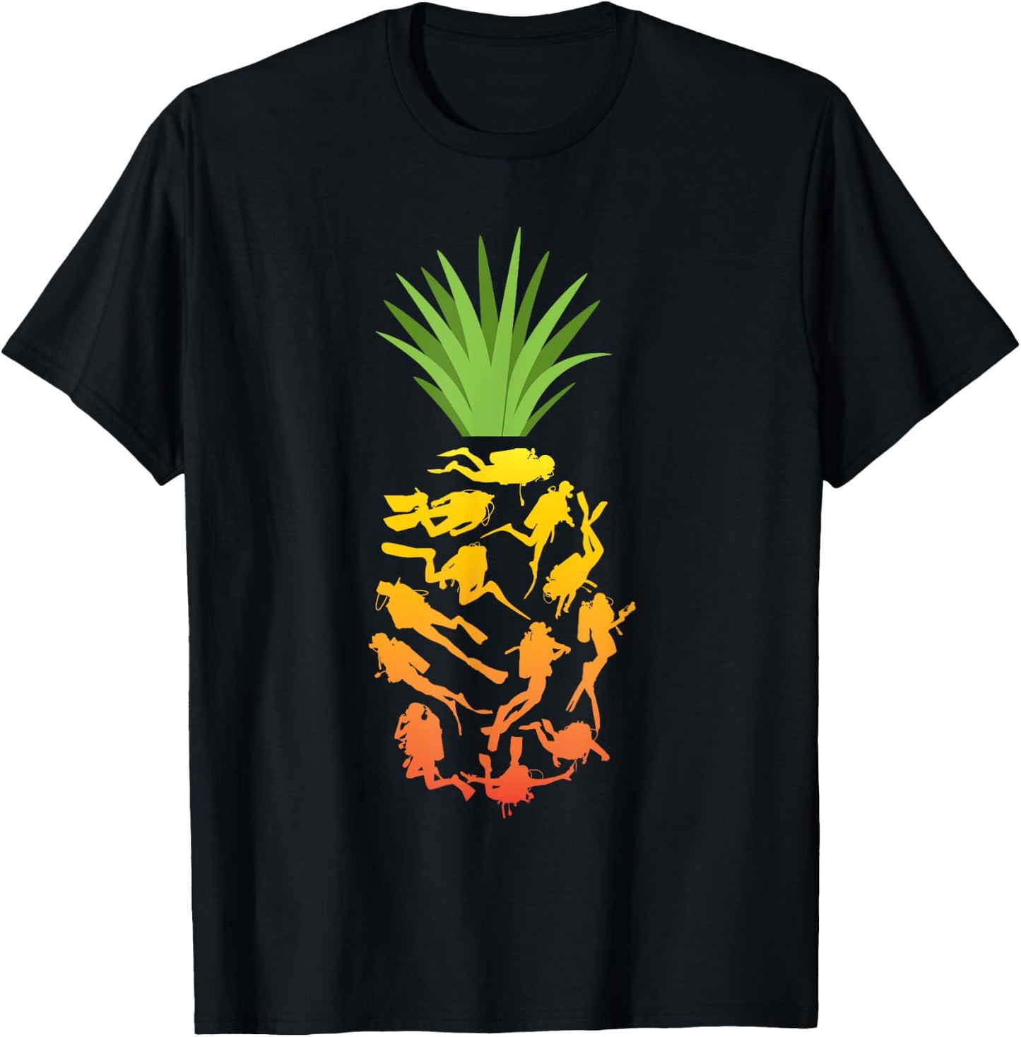 Pineapple Diving Ocean Freediving Sea Apnea Dive Diver T-Shirt - T-Shirt | Black