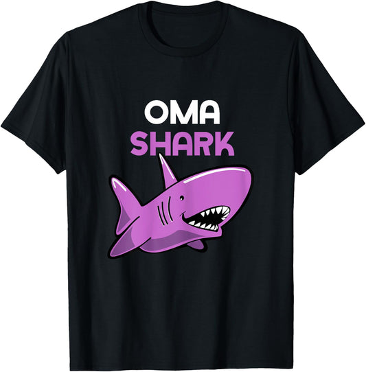 Oma Shark Funny Family T-Shirt - T-Shirt | Black
