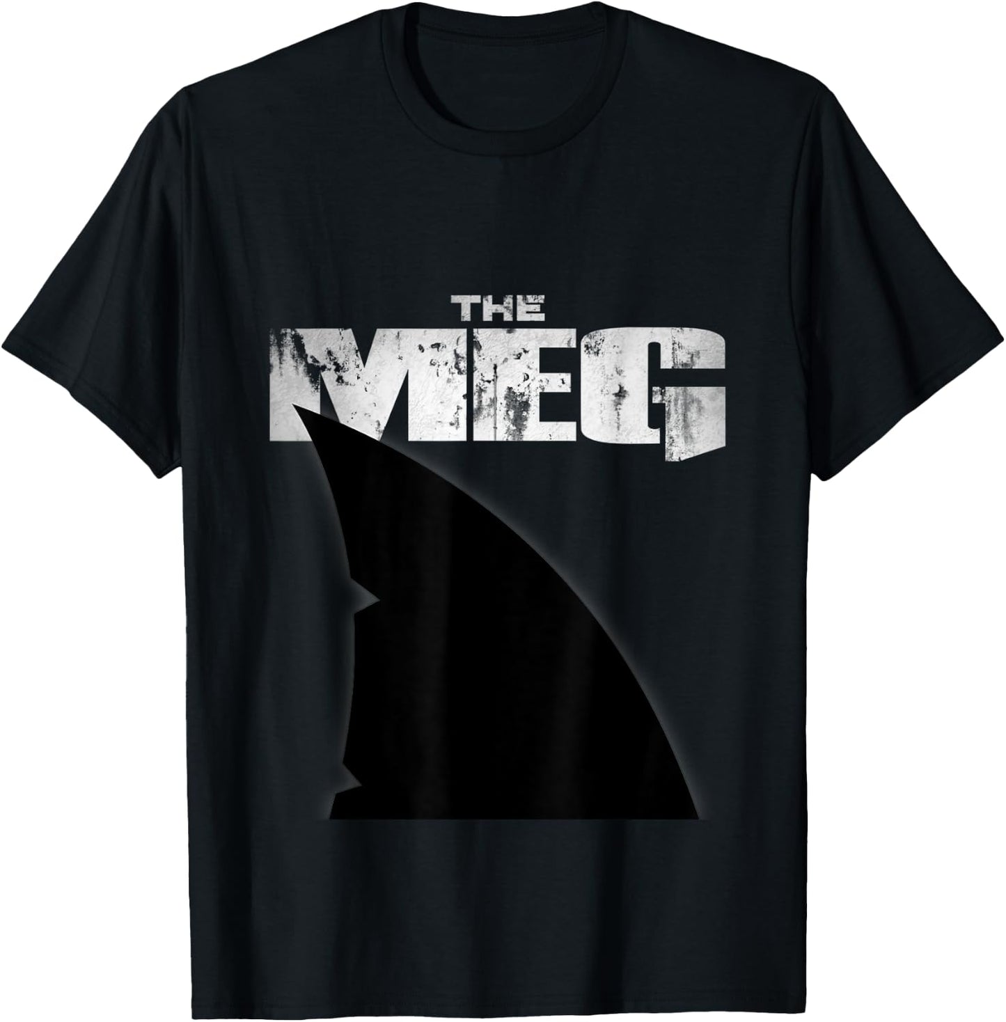 Shark for Sea lovers | -Adults Meg Shark | Black Distressed Modern Short Sleeve | Small T-Shirt - T-Shirt | Black