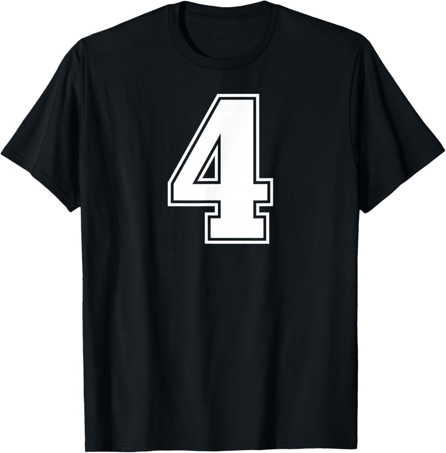 4 Number Four Team Sports Graphic Varsity Matching T-Shirt - T-Shirt | Black