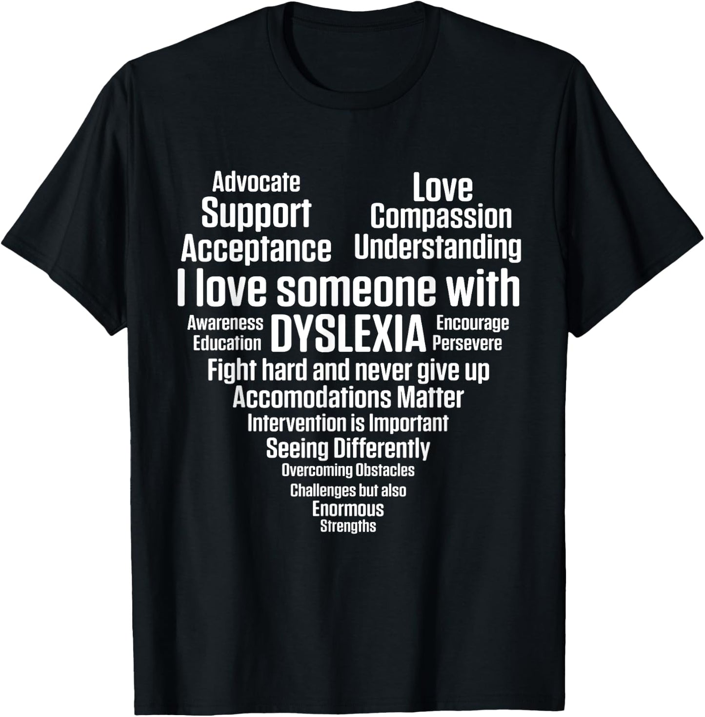 Dyslexia Teacher Therapist Heart Love Dyslexic Therapy Men Women T-Shirt - T-Shirt | Black
