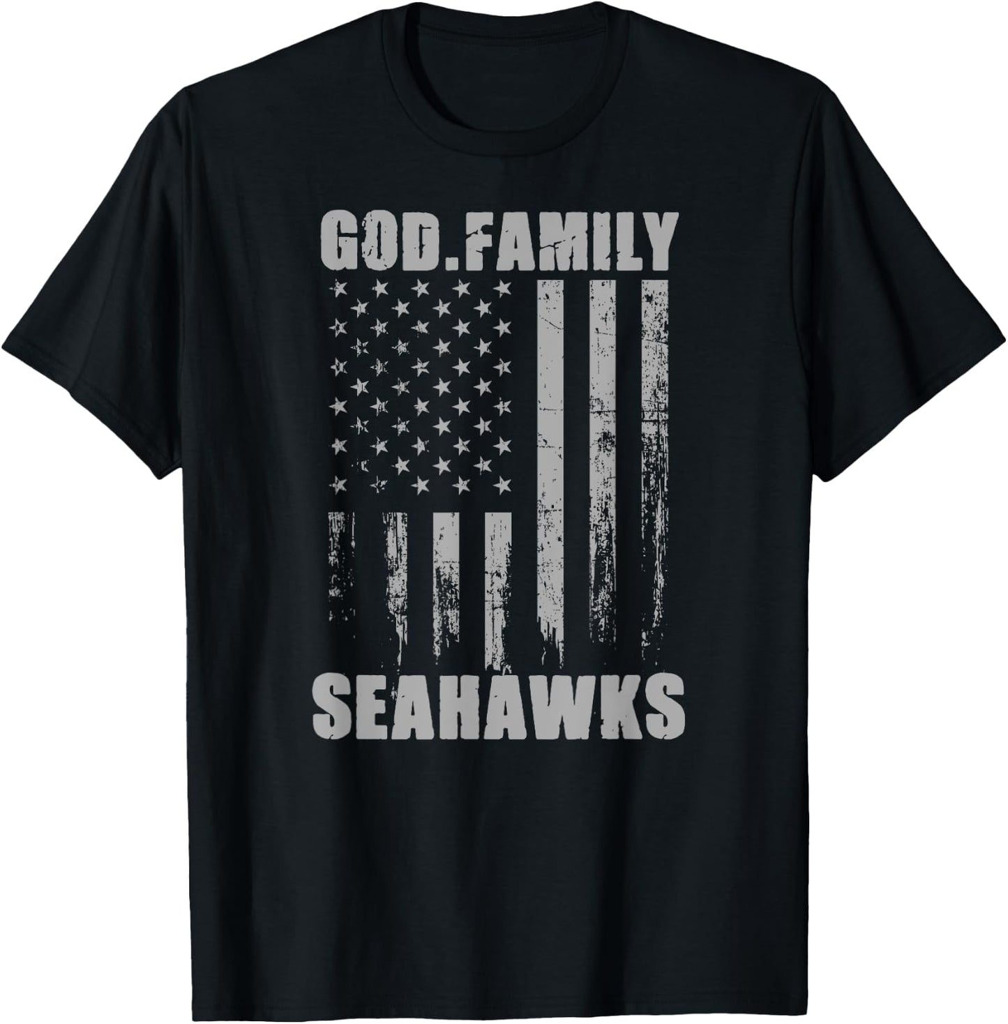Peninsula Seahawks God. Family. Vintage USA Flag T-Shirt - T-Shirt | Black