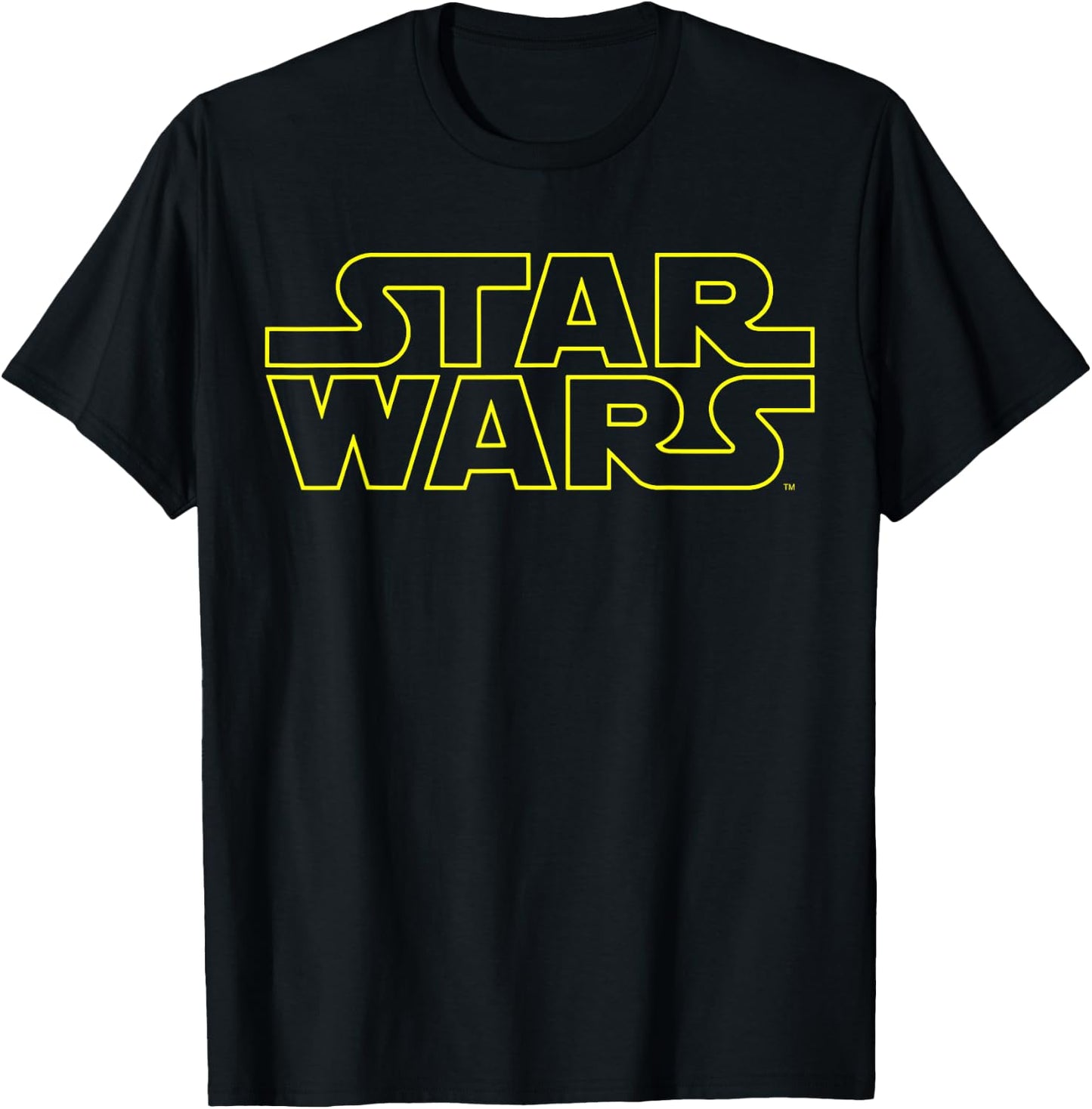 Star Wars Simple Title Logo Outline Disney+ T-Shirt - T-Shirt | Black
