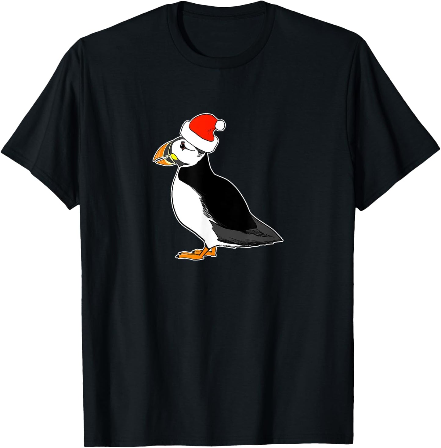 Funny Christmas Puffin Santa Cute Puffin Shirt T-Shirt - T-Shirt | Black