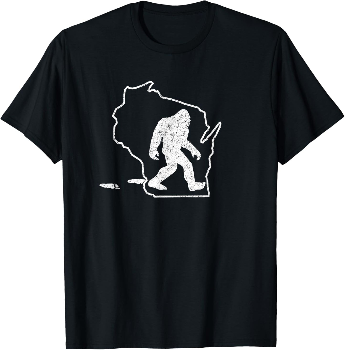 Wisconsin State Pride Vintage Bigfoot Hunter T Shirt T-Shirt - T-Shirt | Black