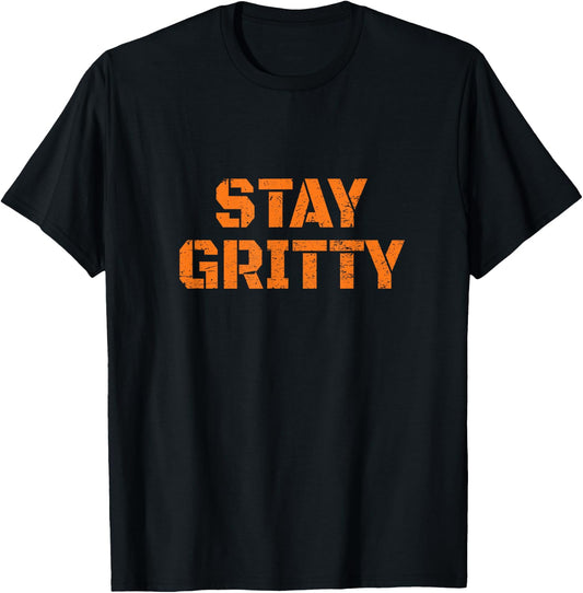 STAY GRITTY Funny Ice Hockey Philly Vintage T-Shirt - T-Shirt | Black