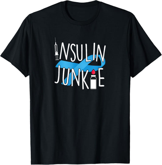 Insulin Junkie Type1 t1 Diabetes T Shirt Women Funny T-Shirt - T-Shirt | Black