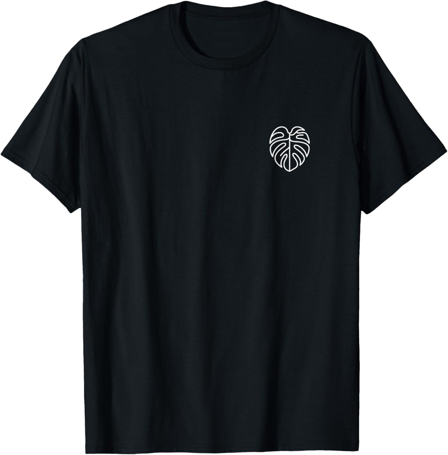 Monstera Plant Minimalist Badge Patch Line Art T-Shirt - T-Shirt | Black