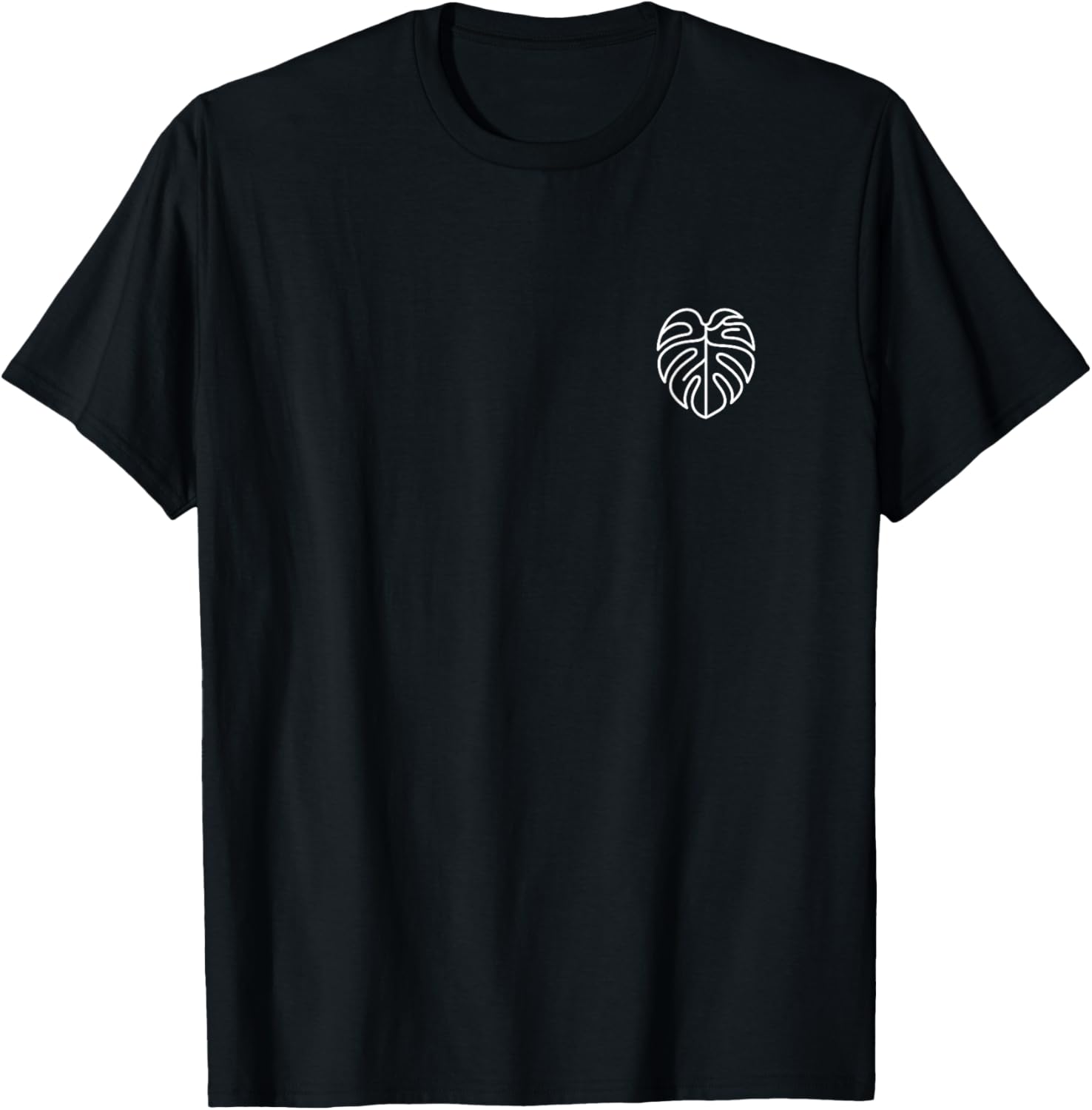 Monstera Plant Minimalist Badge Patch Line Art T-Shirt - T-Shirt | Black