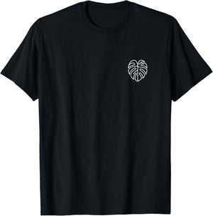Monstera Plant Minimalist Badge Patch Line Art T-Shirt - T-Shirt | Black