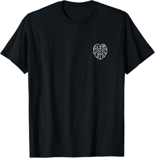 Monstera Plant Minimalist Badge Patch Line Art T-Shirt - T-Shirt | Black