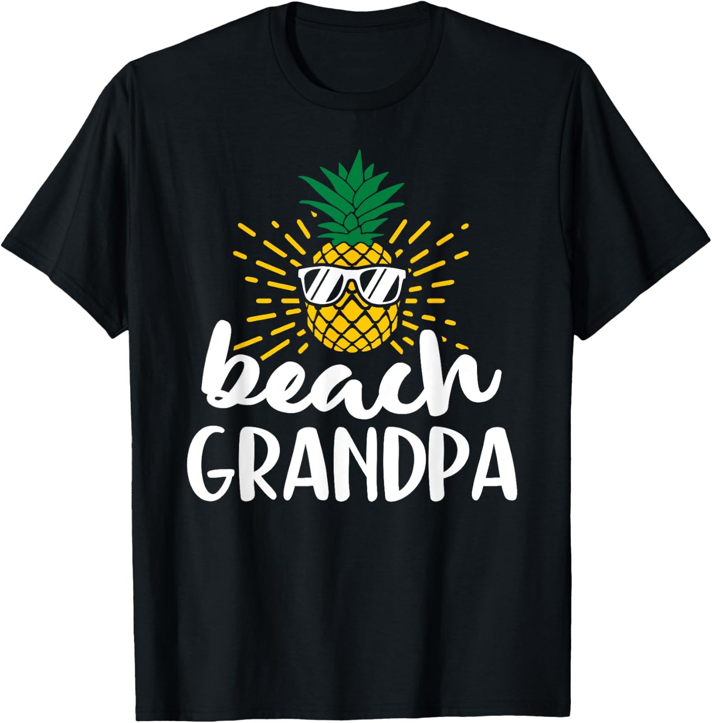 Beach Grandpa Tropical Summer Vacation Beach Pineapple T-Shirt - T-Shirt | Black