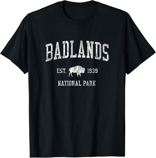 Badlands Vintage National Park Sports Design T-Shirt - T-Shirt | Black