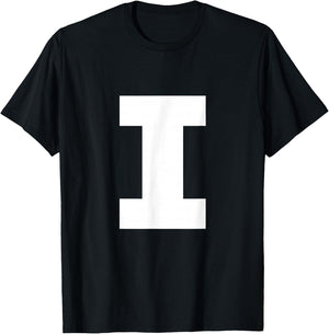 Letter I Capital Alphabet Monogram Initial T-Shirt - T-Shirt | Black