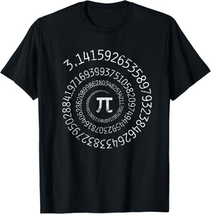 Pi Day Spiral Pi Math T-Shirt - T-Shirt | Black
