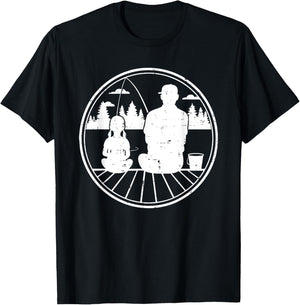 Father & Daughter Fishing Retro Matching Dad Gift T-Shirt - T-Shirt | Black