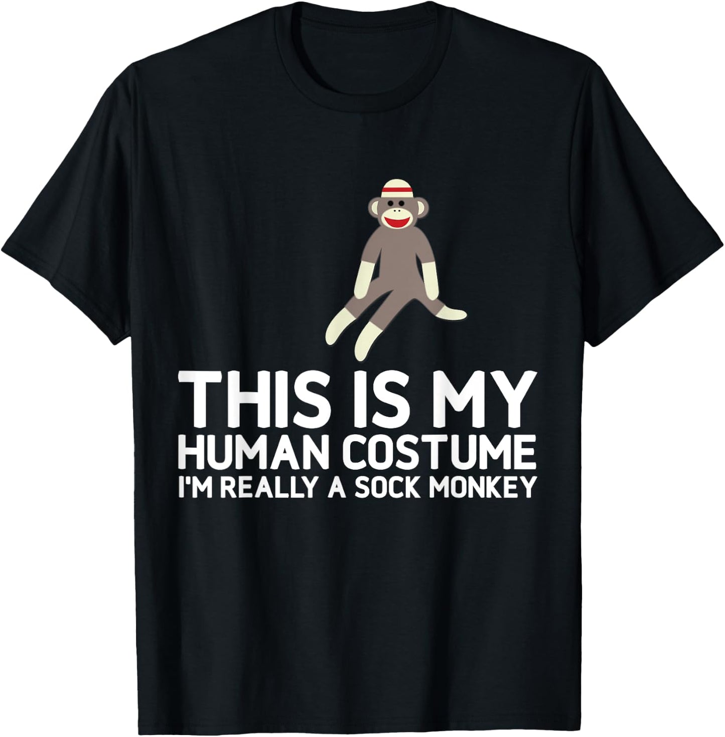 Funny Sock Monkeys for Sock Monkey Lovers Human Costume T-Shirt - T-Shirt | Black