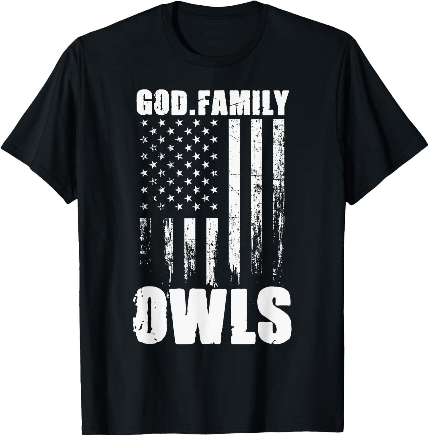 Joshua Owls God. Family. Vintage USA Flag T-Shirt - T-Shirt | Black