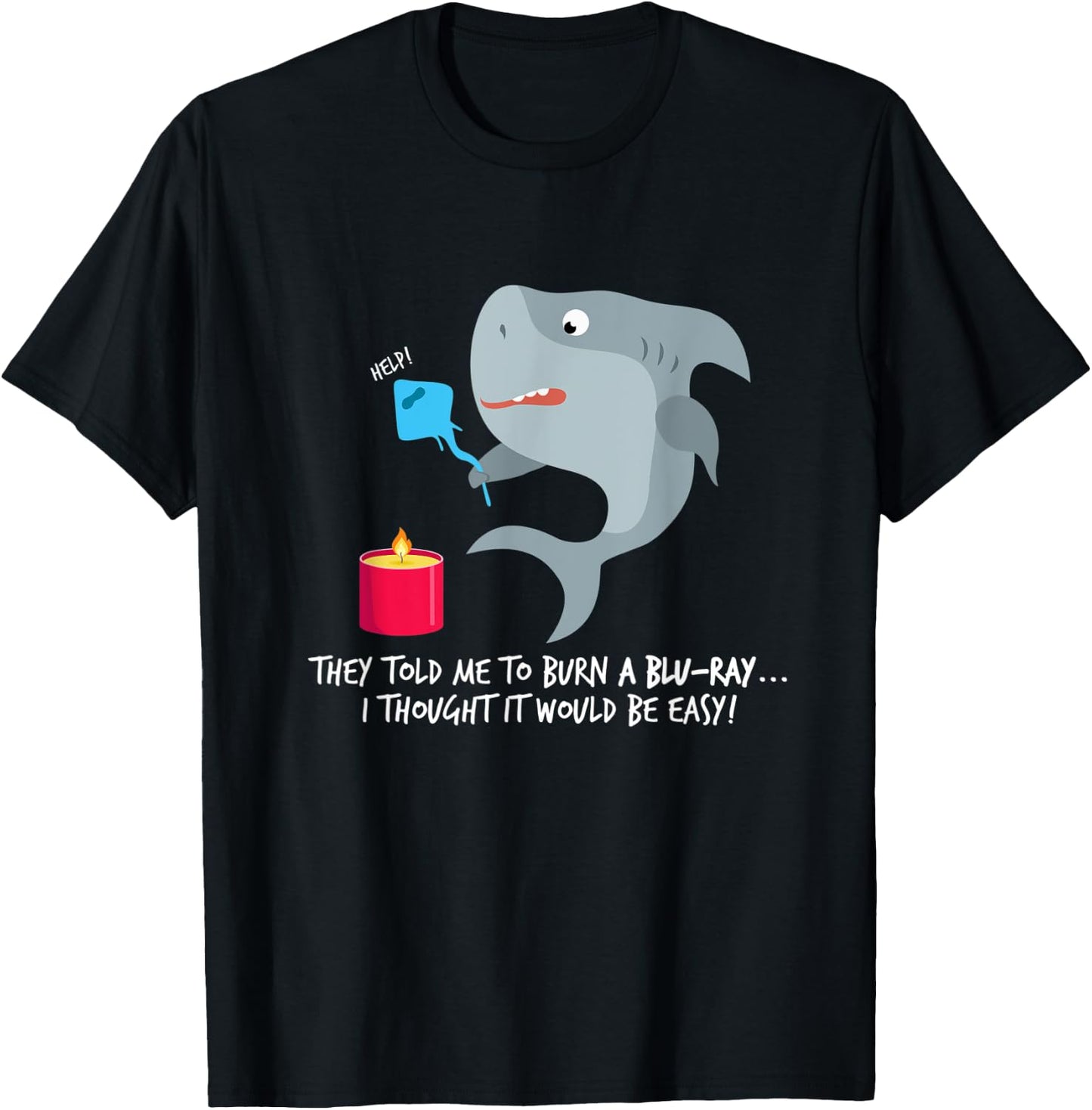 Funny shark and Blu-ray T-Shirt - T-Shirt | Black