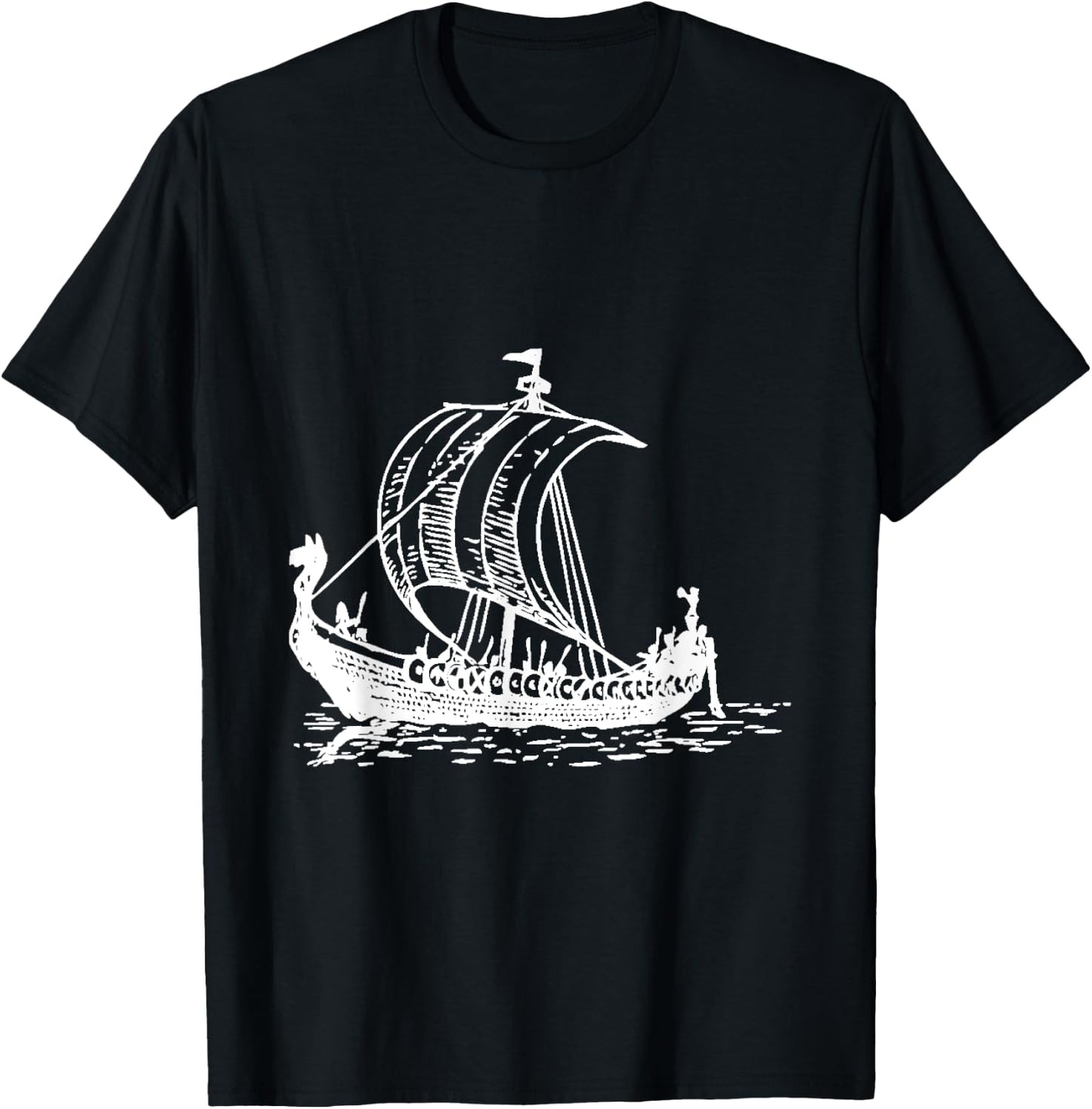 Viking Ship Design T-Shirt - T-Shirt | Black