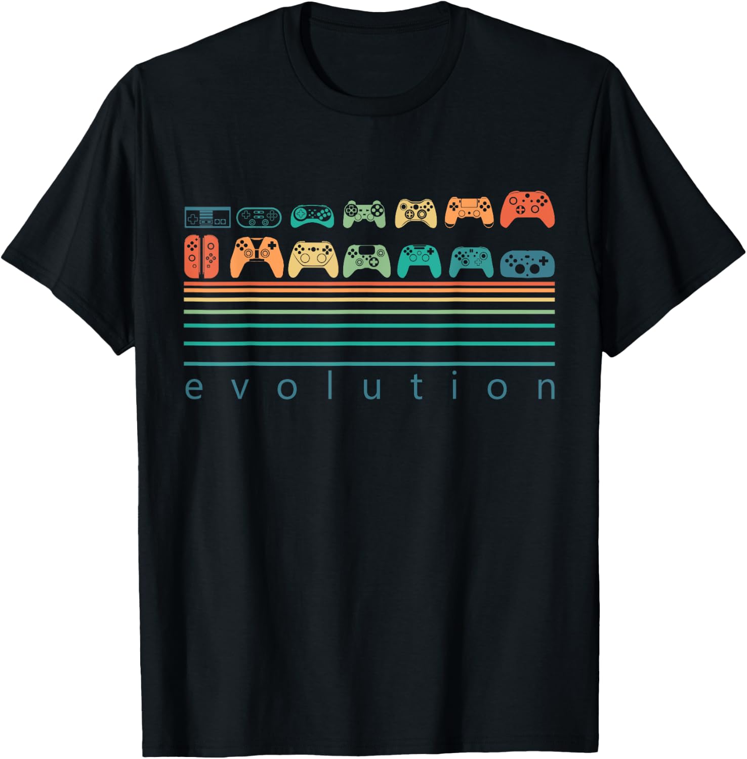 Gaming Controllers Evolution Video Game Retro Gaming Gamer T-Shirt - T-Shirt | Black