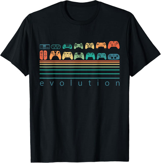 Gaming Controllers Evolution Video Game Retro Gaming Gamer T-Shirt - T-Shirt | Black