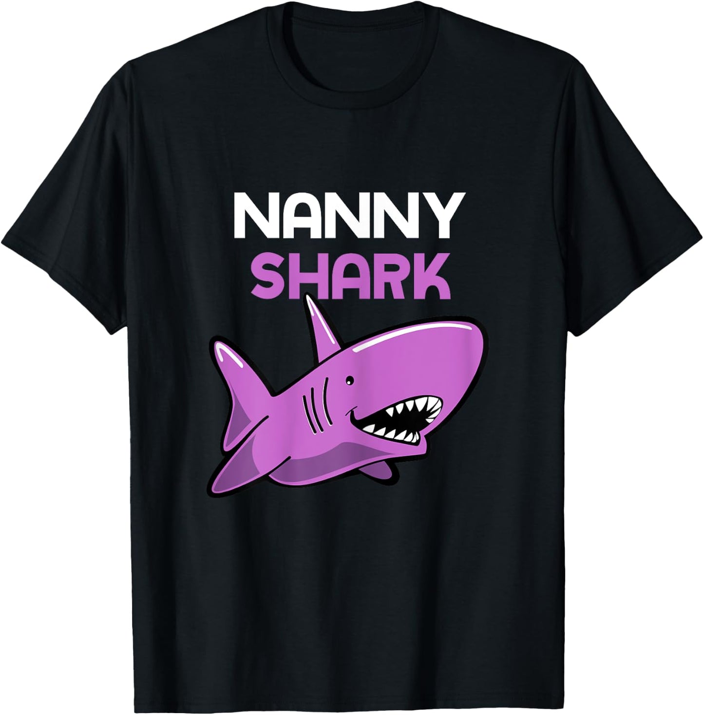 Nanny Shark Funny Family T-Shirt - T-Shirt | Black