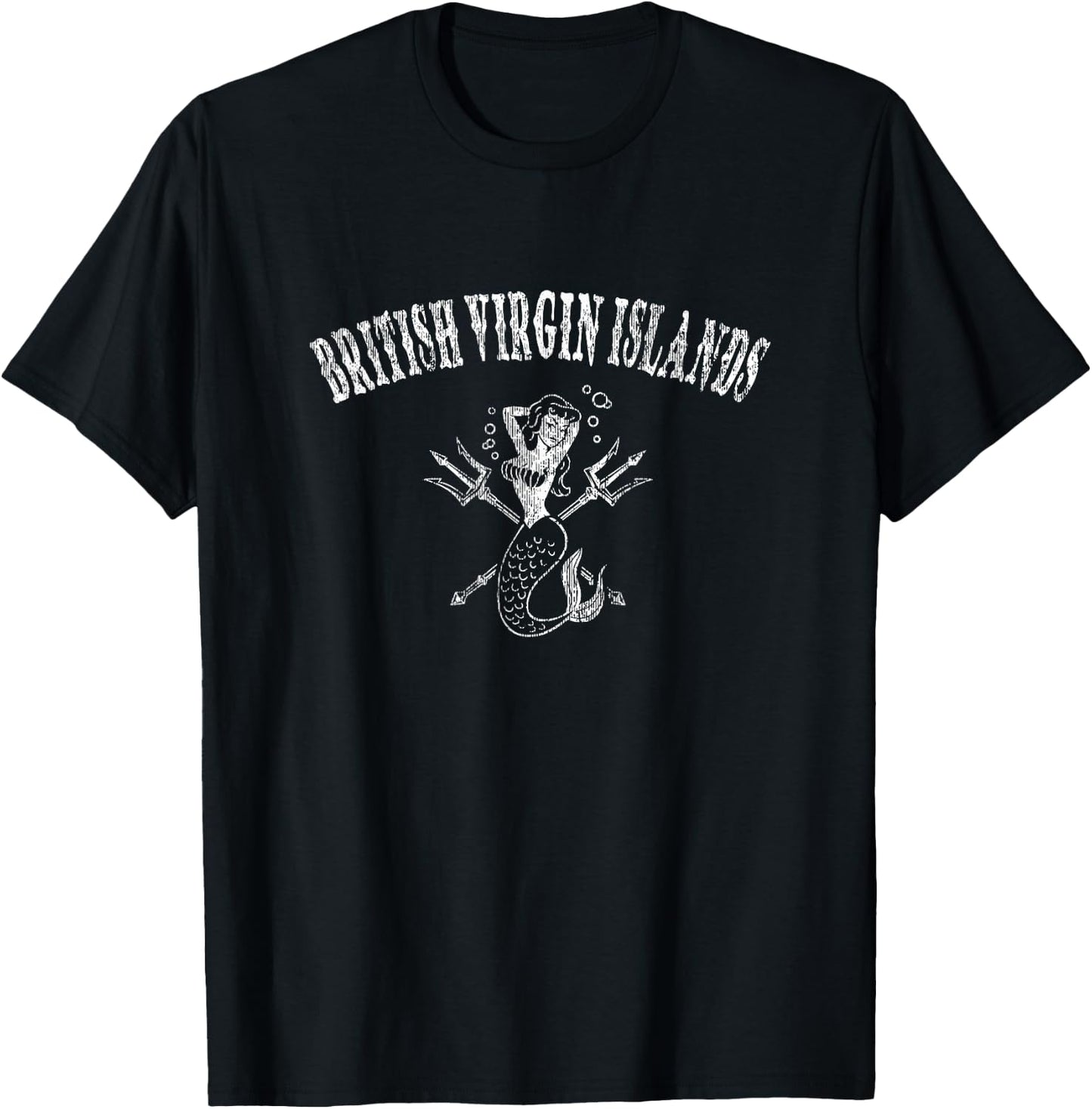 British Virgin Islands Vintage Mermaid Nautical T-Shirt - T-Shirt | Black