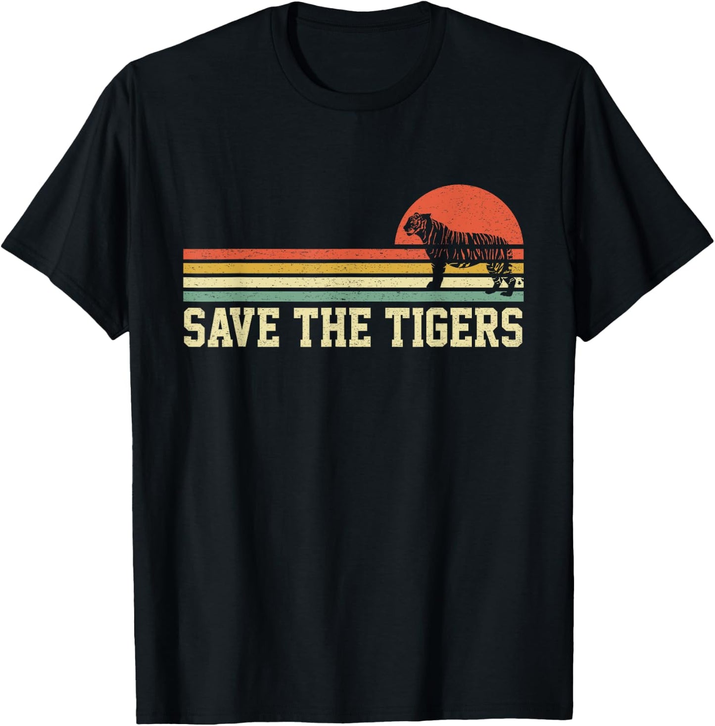 Vintage Save The Tigers T Shirt Gift Tigers Lovers T-Shirt - T-Shirt | Black
