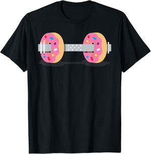 Dumbbells Donuts Weightlifting Funny Gym Workout T-Shirt - T-Shirt | Black