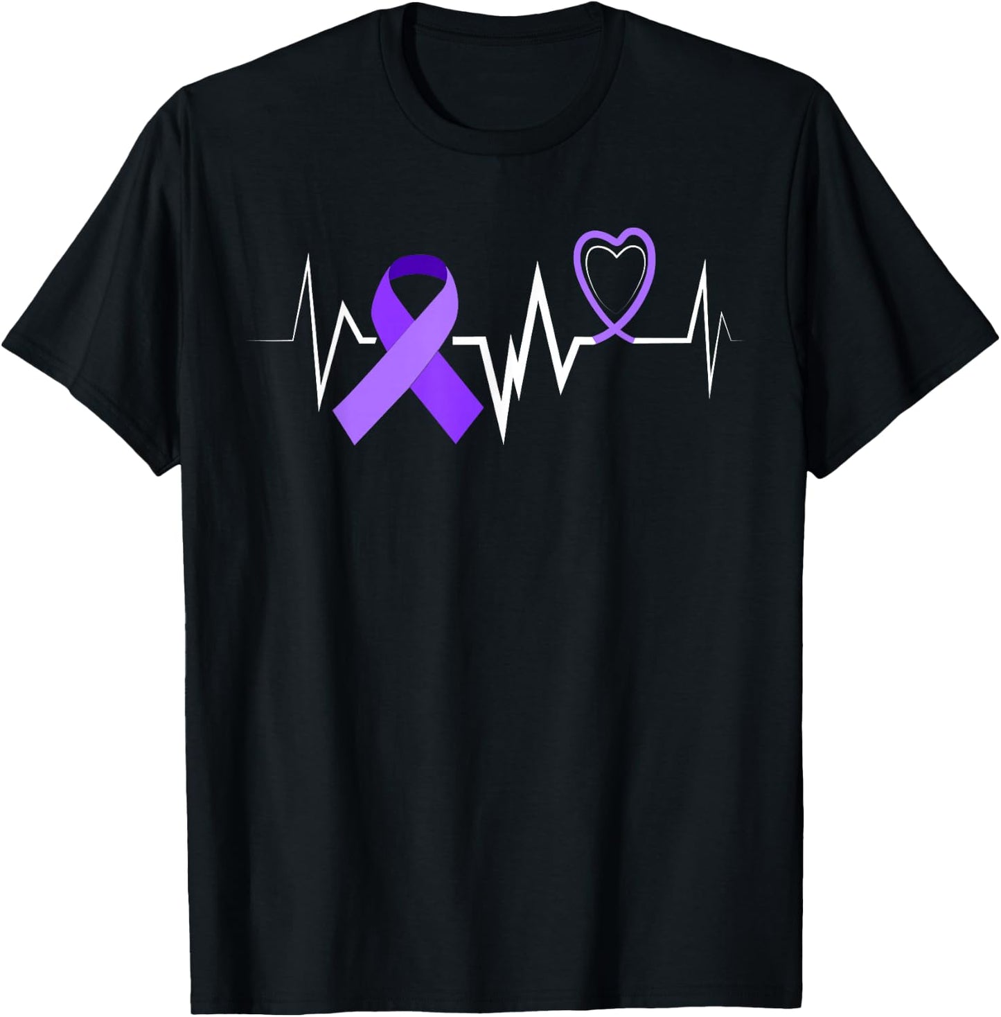 Heartbeat Products Opioid Ribbon Opioid Overdose Awareness T-Shirt - T-Shirt | Black