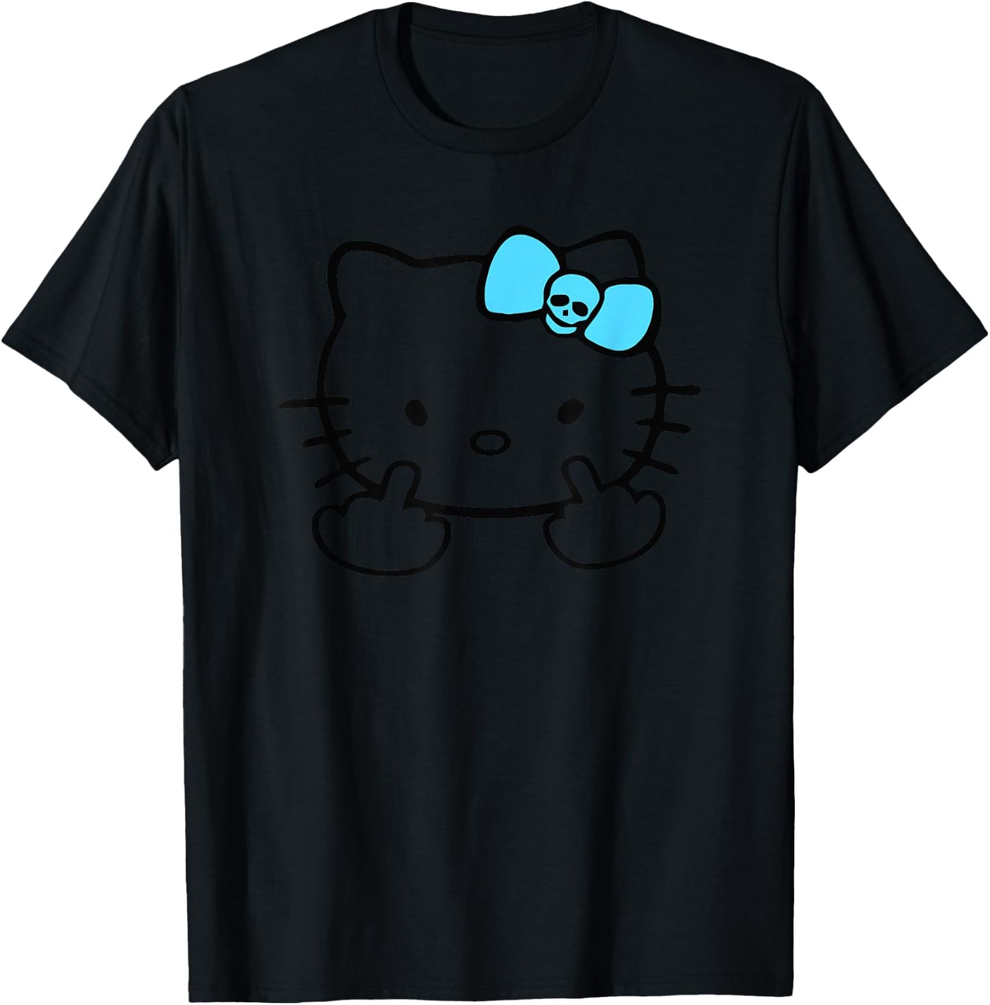 Mean Kitty Middle Finger T-Shirt - T-Shirt | Black