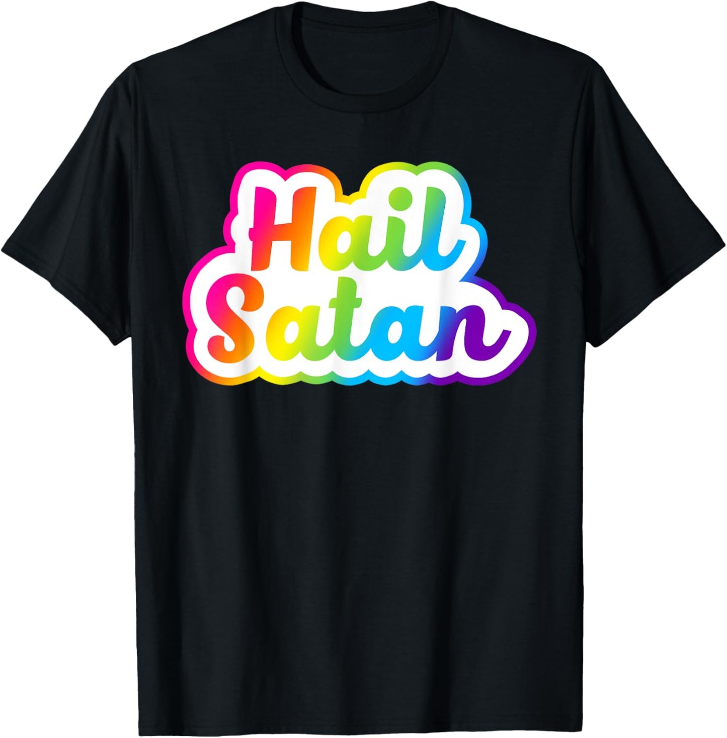 Rainbow 90s Hail Satan T-Shirt - T-Shirt | Black