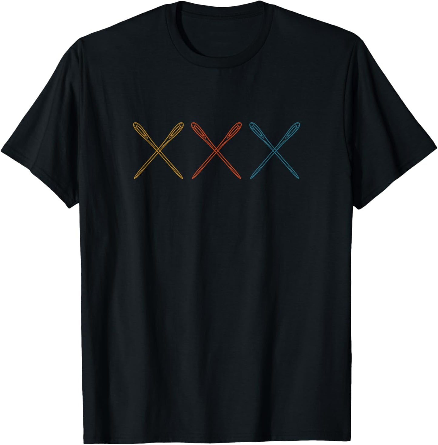 Minimalist Needlepoint Needles Stiching Hobby Craft Stitcher T-Shirt - T-Shirt | Black
