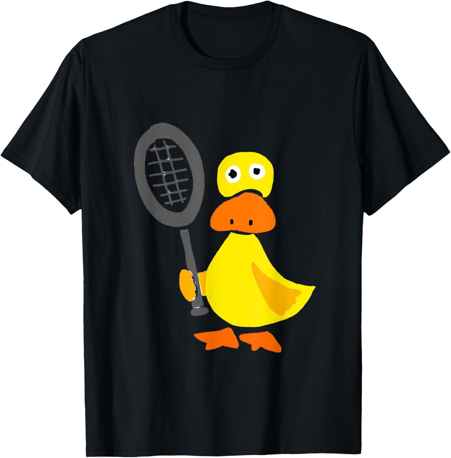 Smileteessportsa Funny Duck Playing Tennis Cartoon T-Shirt - T-Shirt | Black