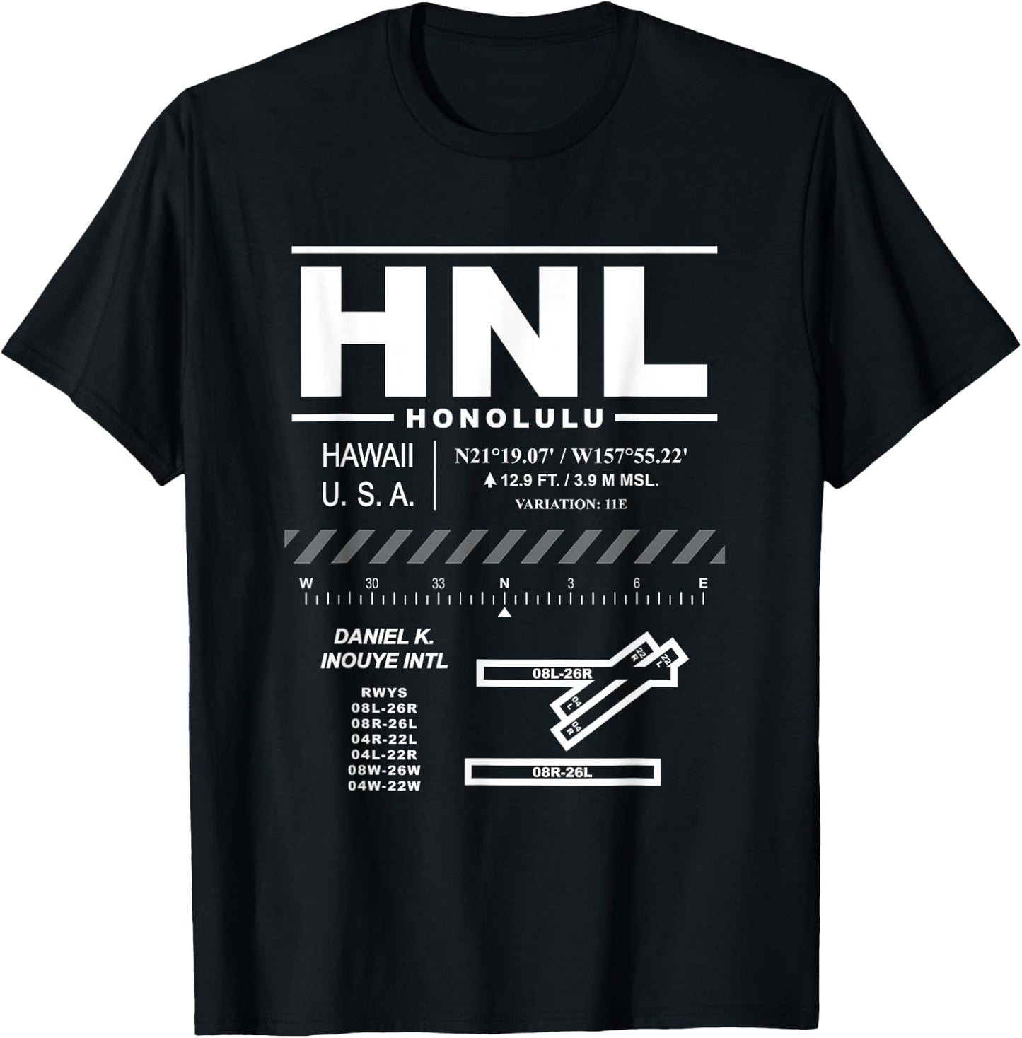 Daniel K. Inouye Int'l Airport Honolulu Hawaii HNL T-Shirt - T-Shirt | Black