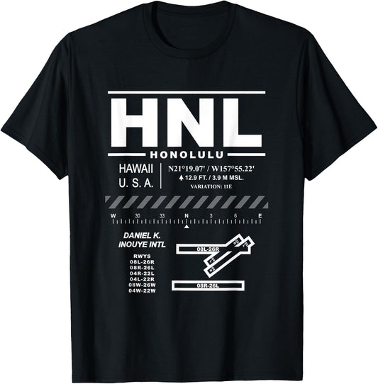 Daniel K. Inouye Int'l Airport Honolulu Hawaii HNL T-Shirt - T-Shirt | Black