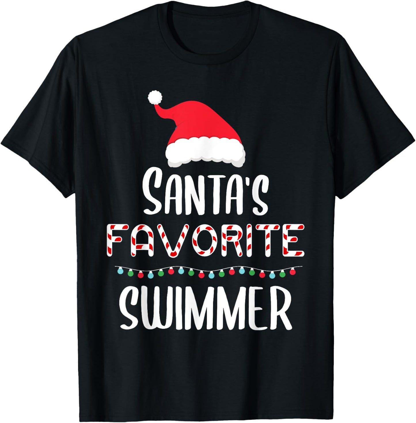 Santas Favorite Swimmer Pajamas - Funny Xmas Swimmer Costume T-Shirt - T-Shirt | Black