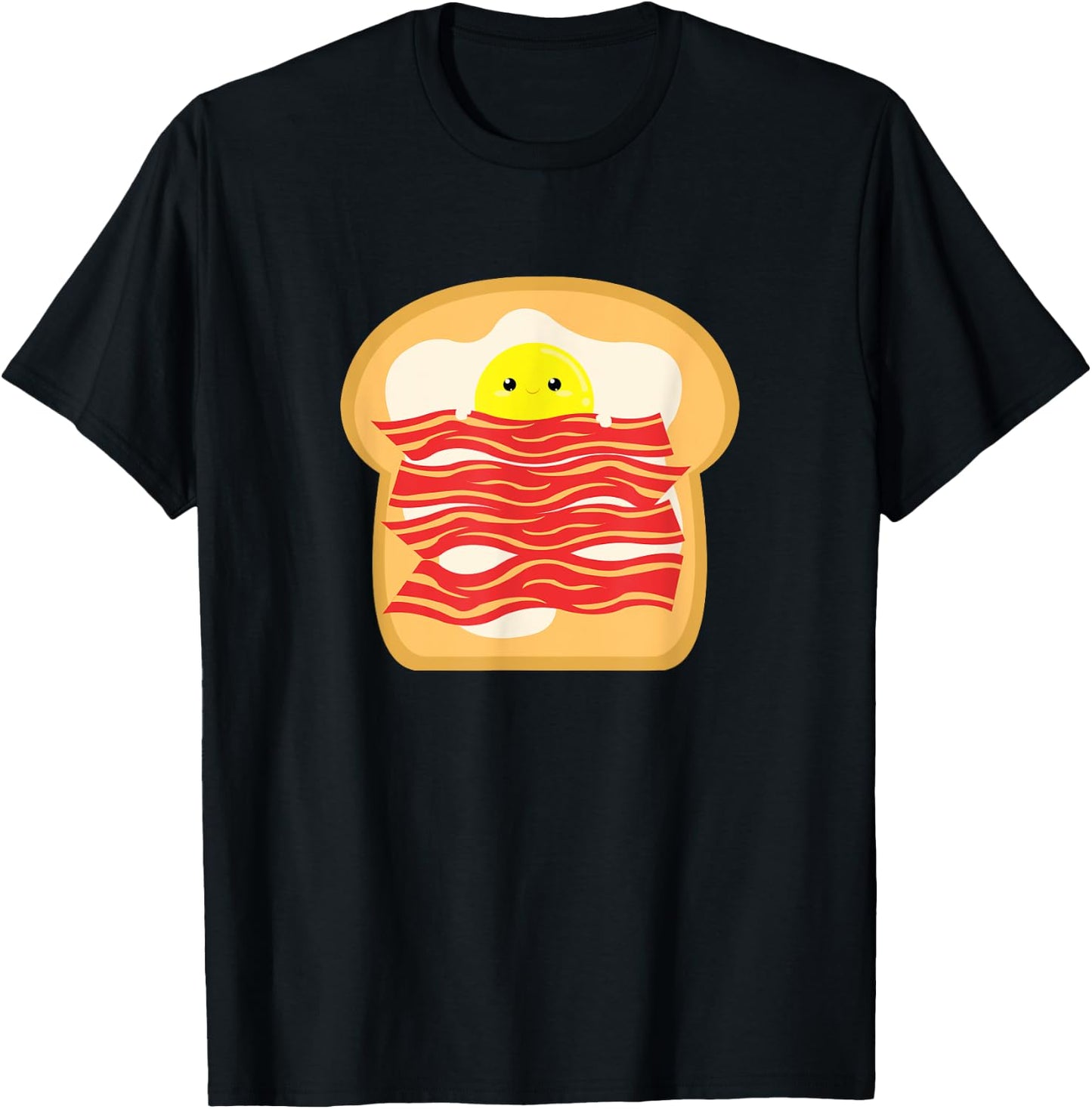 Funny Egg In A Bacon Toast Bed - Food Breakfast T-Shirt - T-Shirt | Black