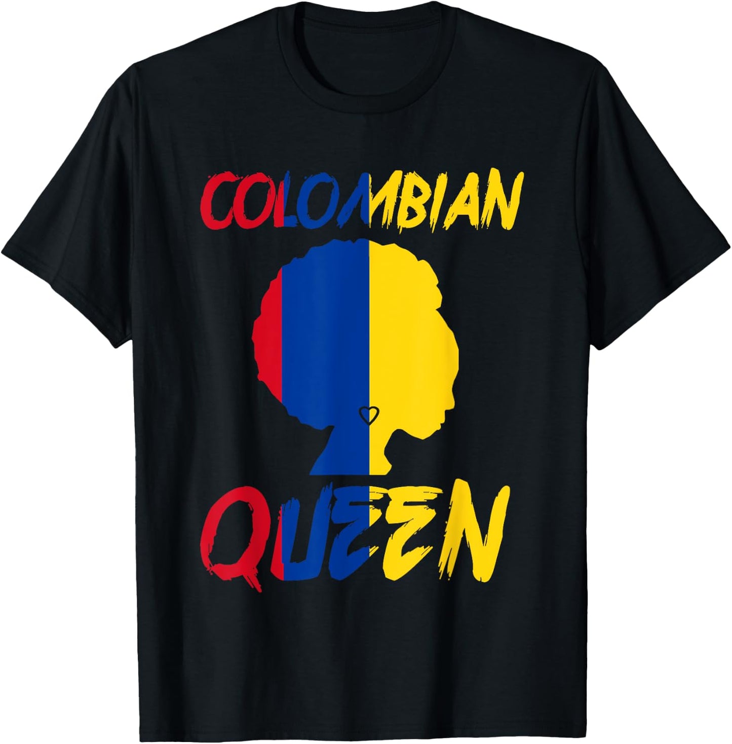 Colombian Queen Colombia Flag Afro Pride Proud Culture Home T-Shirt - T-Shirt | Black