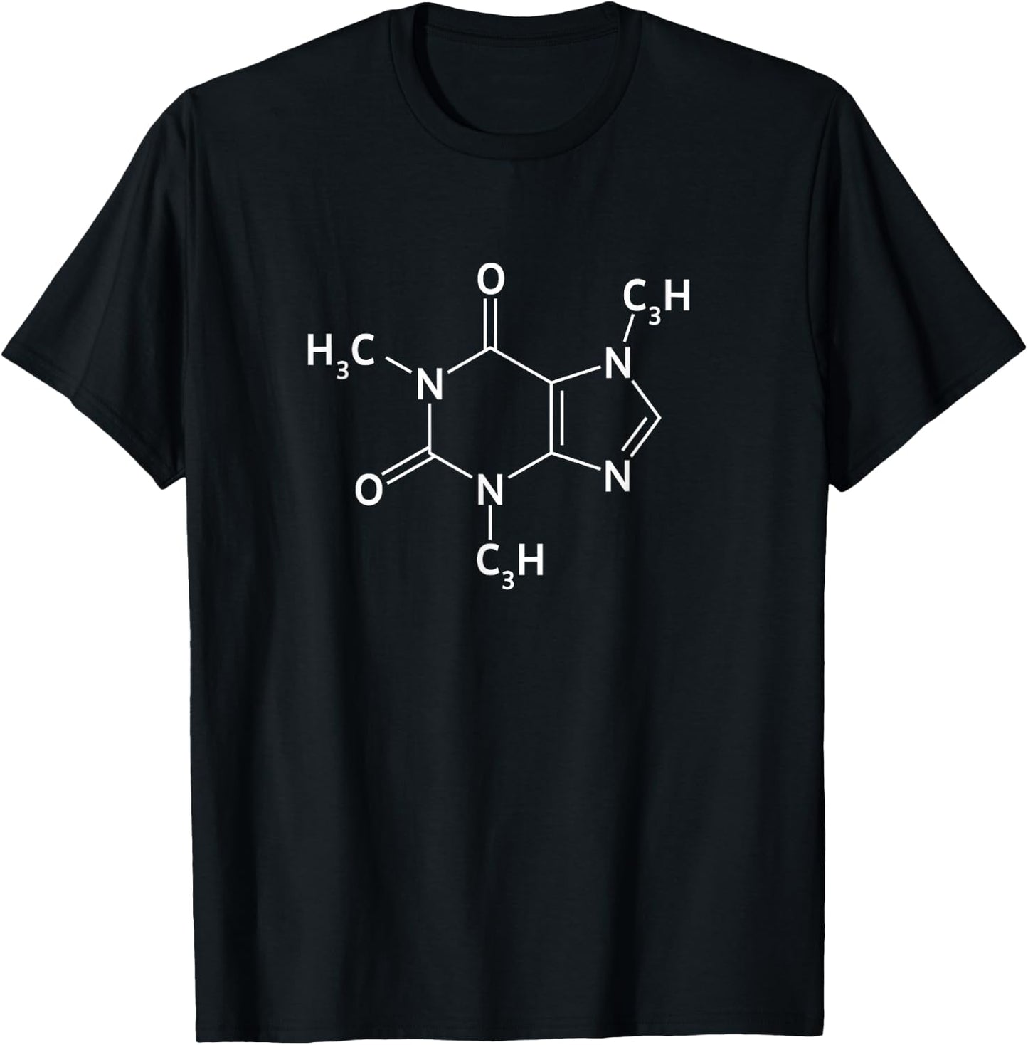 Molecular Structure of Caffeine Chemistry for Coffee Lovers T-Shirt - T-Shirt | Black