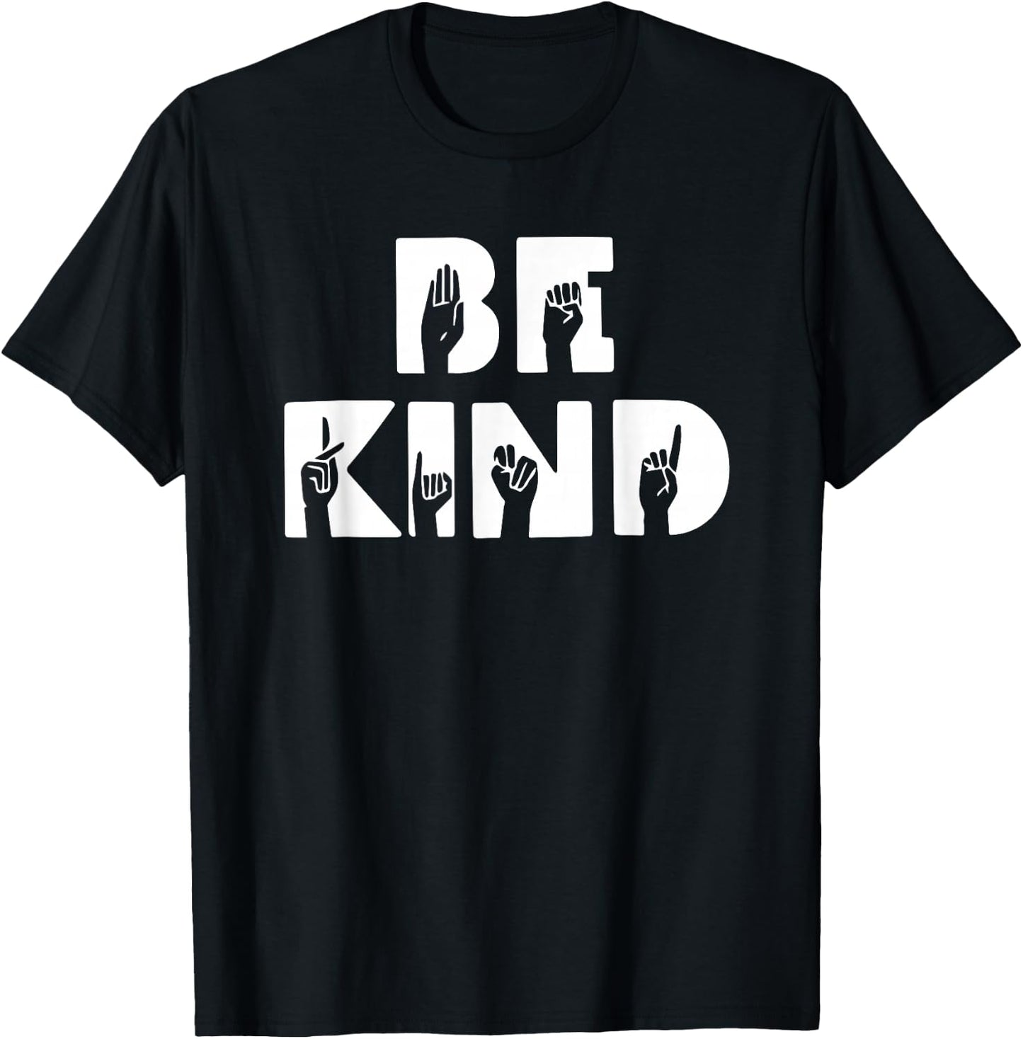 Be Kind ASL Sign Language Deaf Interpreter T-Shirt - T-Shirt | Black