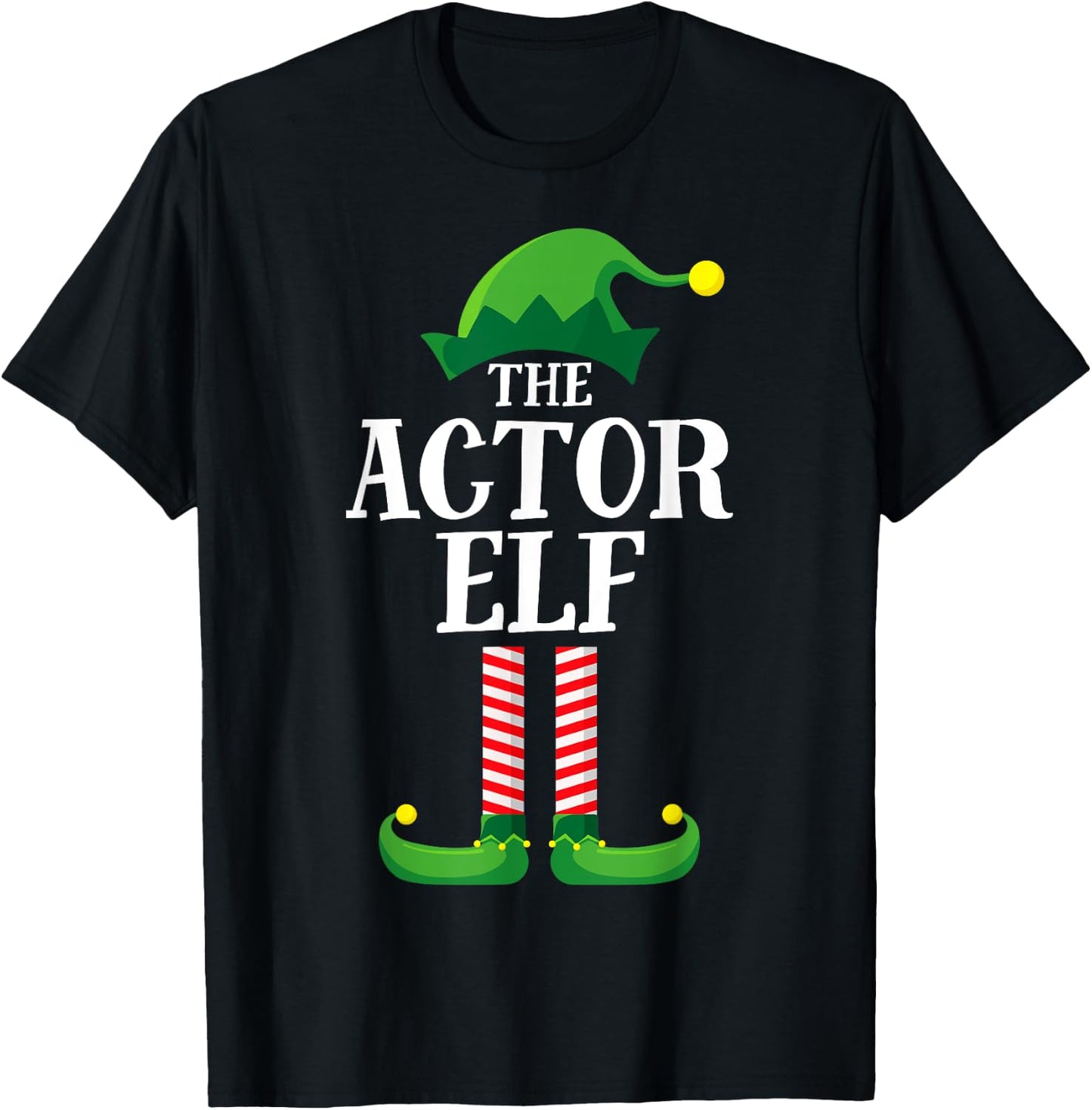 Actor Elf Matching Family Group Christmas Party Pyjamas T-Shirt - T-Shirt | Black