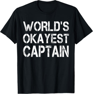 World's Okayest Captain Firefighter Police T-Shirt - T-Shirt | Black
