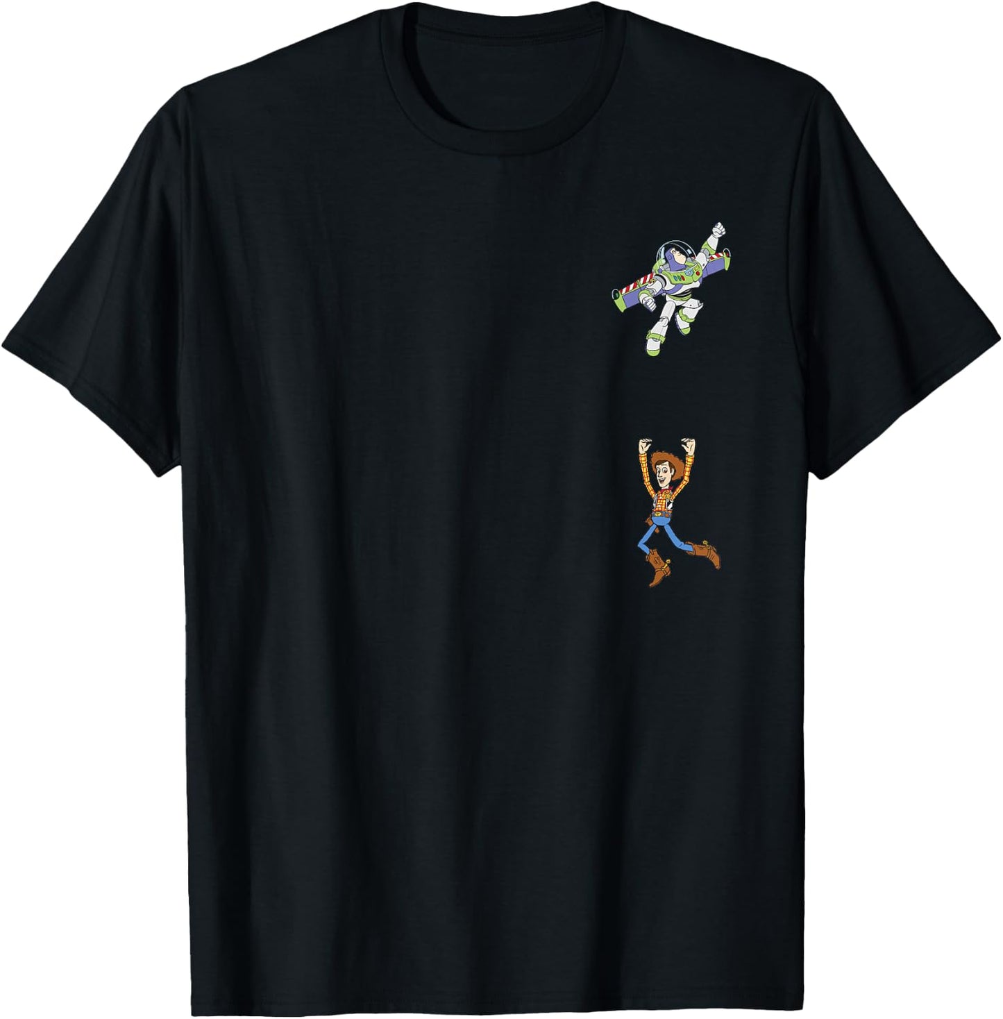 Disney Pixar Toy Story Buzz Lightyear Flying Woody Falling T-Shirt - T-Shirt | Black