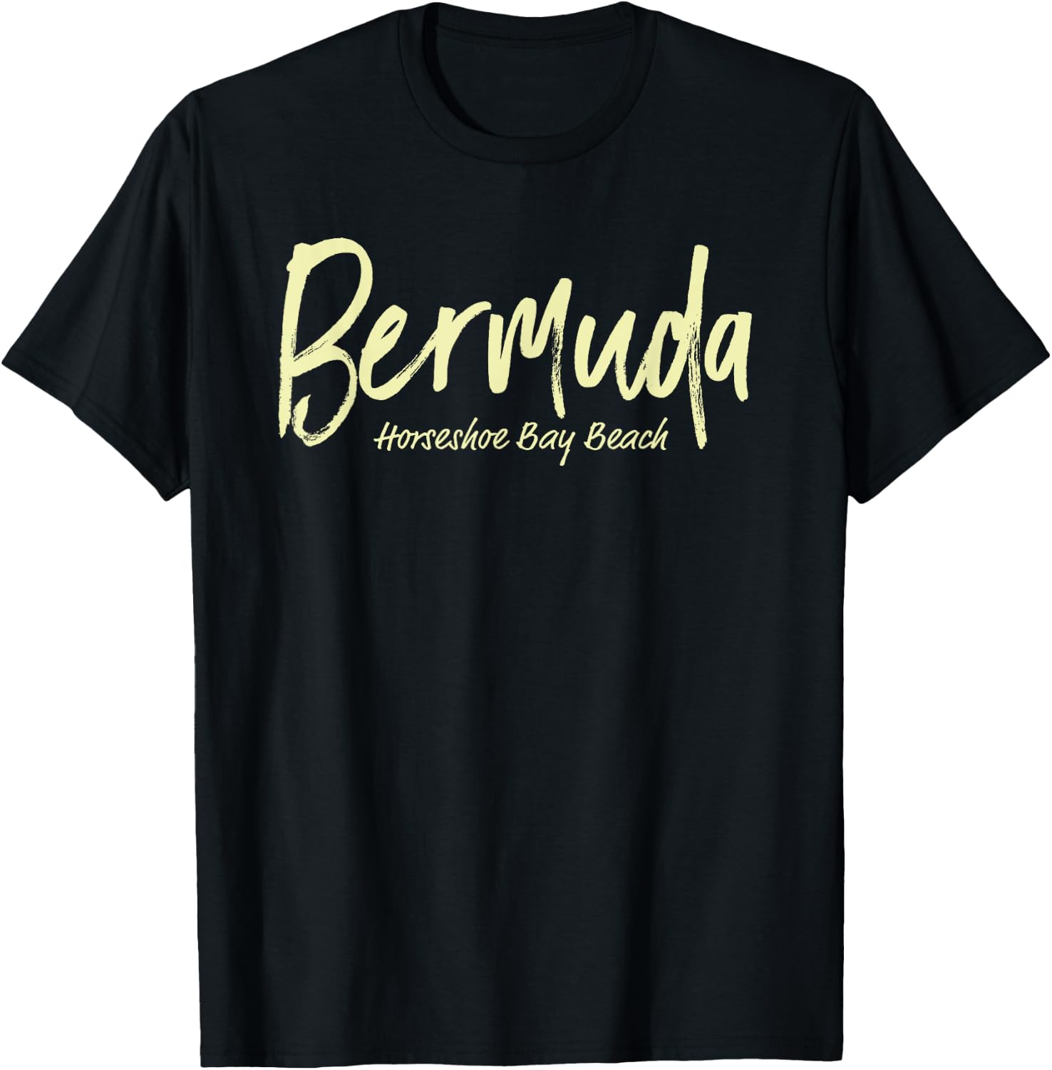 Bermuda Vacation Horseshoe Bay Beach Handwritten Font T-Shirt - T-Shirt | Black