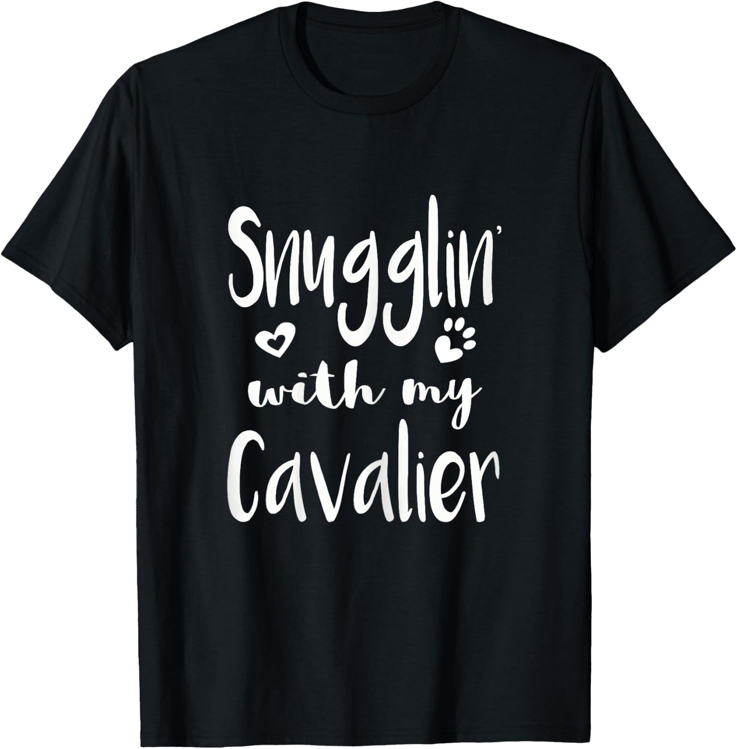 Snuggling with my Cavalier Spaniel Shirt - Dog Mom pajamas T-Shirt - T-Shirt | Black